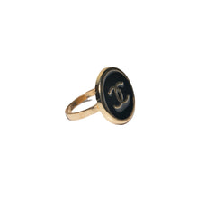 Load image into Gallery viewer, Designer CC Button Ring - Black/Gold