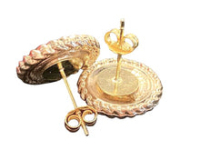 Load image into Gallery viewer, Rope Button Earrings - Hot Pink/Gold