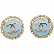 Load image into Gallery viewer, Rope Button Earrings - Light Blue/Gold