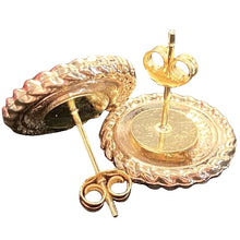 Load image into Gallery viewer, Rope Button Earrings - White/Gold