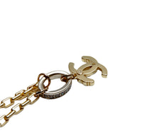 Load image into Gallery viewer, Mixed Metal CC Rhinestone and Pearl Up-cycled Earring Oval Pendant