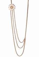 Load image into Gallery viewer, Chanel Logo Gold Chain Triple Strand Necklace with Flower