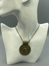 Load image into Gallery viewer, Antique Bronze Statement Pendant, Up-cycled Brass Perfume Button