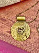 Load image into Gallery viewer, Antique Bronze Statement Pendant, Up-cycled Brass Perfume Button