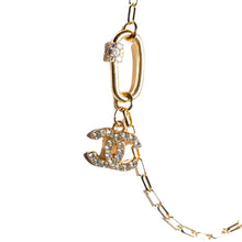 Load image into Gallery viewer, Gold Tone Carabiner with Rhinestones and Designer Zipper Pull Necklace