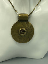 Load image into Gallery viewer, Antique Bronze Statement Pendant, Up-cycled Brass Perfume Button