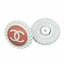 Load image into Gallery viewer, Rope Button Earrings - Pink/White