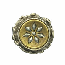 Load image into Gallery viewer, Victorian Metal Brass Up-cycled Snowflake Silver Button Ring