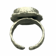 Load image into Gallery viewer, Victorian Metal Brass Up-cycled Snowflake Silver Button Ring