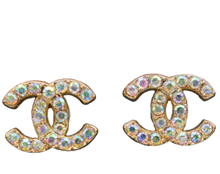 Load image into Gallery viewer, Interlocking CC Multicolor Crystal Logo Earrings