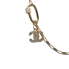 Load image into Gallery viewer, Gold Tone Carabiner with Rhinestones and Designer Zipper Pull Necklace