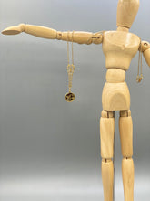 Load image into Gallery viewer, Antique Perfume Button, Upcycled Brass Ivy Floral Necklace, Gold Maroon Pendant