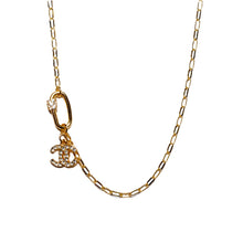 Load image into Gallery viewer, Gold Tone Carabiner with Rhinestones and Designer Zipper Pull Necklace