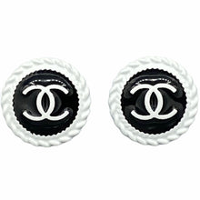 Load image into Gallery viewer, Rope Button Earrings - Black/White