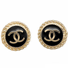 Load image into Gallery viewer, Rope Button Earrings - Black/Gold