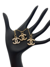 Load image into Gallery viewer, Interlocking CC Gemstone Pendant - Pearl, Rhinestone, Crystal