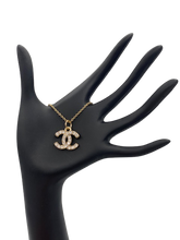 Load image into Gallery viewer, Interlocking CC Gemstone Pendant - Pearl, Rhinestone, Crystal