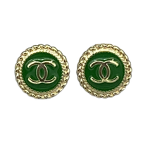 Load image into Gallery viewer, Rope Button Earrings - Green/Gold