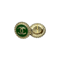 Load image into Gallery viewer, Rope Button Earrings - Green/Gold
