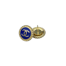Load image into Gallery viewer, Rope Button Earrings - Royal Blue/Gold