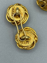 Load image into Gallery viewer, Gold Tone 4 Leaf Clover Vintage CC Cufflink Stud Earrings