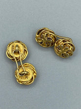 Load image into Gallery viewer, Gold Tone 4 Leaf Clover Vintage CC Cufflink Stud Earrings