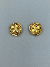 Load image into Gallery viewer, Gold Tone 4 Leaf Clover Vintage CC Cufflink Stud Earrings