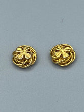 Load image into Gallery viewer, Gold Tone 4 Leaf Clover Vintage CC Cufflink Stud Earrings
