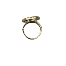 Load image into Gallery viewer, Designer CC Button Ring - White/Gold