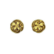 Load image into Gallery viewer, Gold Tone 4 Leaf Clover Vintage CC Cufflink Stud Earrings