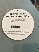 Load image into Gallery viewer, SAINT LAURENT Calfskin Crocodile Embossed MEDIUM Classic Monogram Kate Tassel