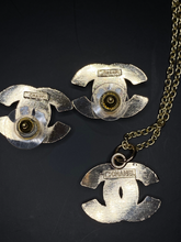 Load image into Gallery viewer, Interlocking CC Rhinestone Earrings & Pendant Set