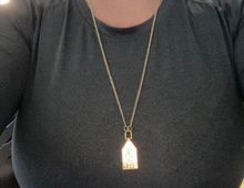 Load image into Gallery viewer, Designer Gold Tone Dog Tag Zipper Pull Necklace