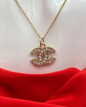 Load image into Gallery viewer, Interlocking CC Rhinestone Earrings & Pendant Set