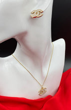 Load image into Gallery viewer, Interlocking CC Rhinestone Earrings & Pendant Set