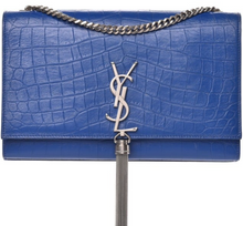 Load image into Gallery viewer, SAINT LAURENT Calfskin Crocodile Embossed MEDIUM Classic Monogram Kate Tassel