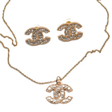 Load image into Gallery viewer, Interlocking CC Rhinestone Earrings &amp; Pendant Set
