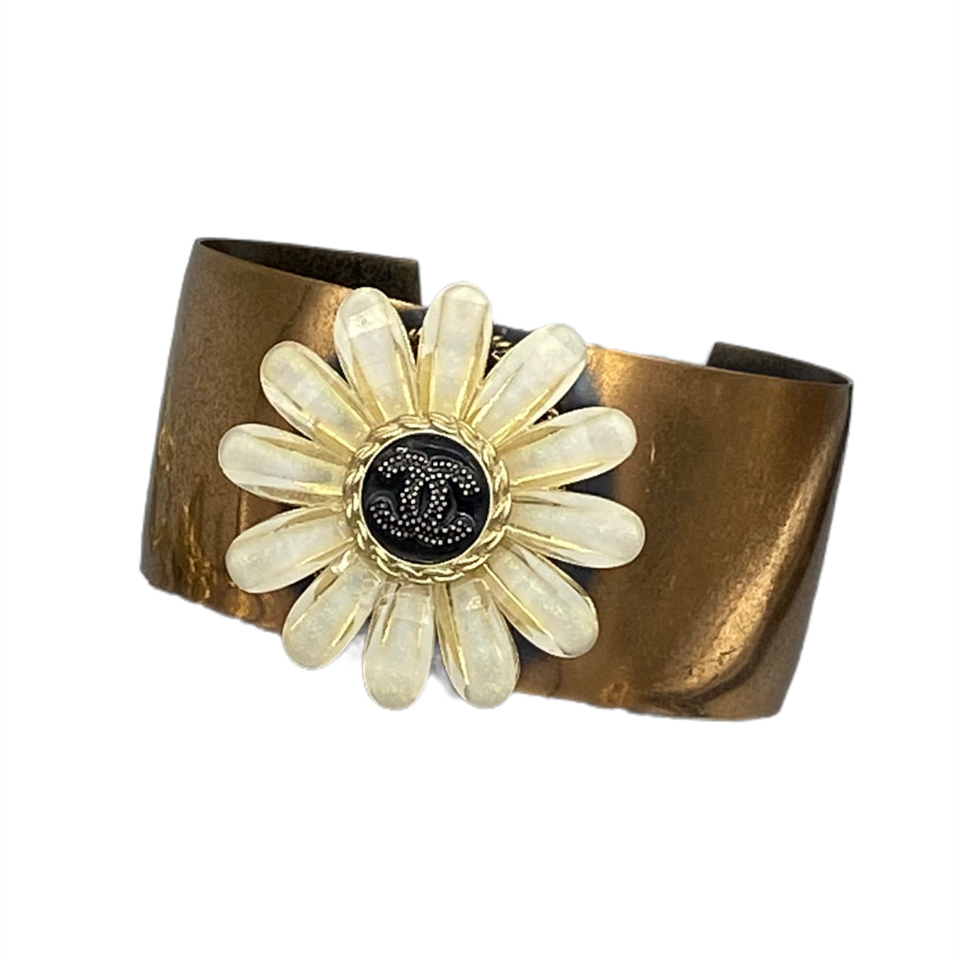 Flower Daisy Copper Toned Designer Button Bangl