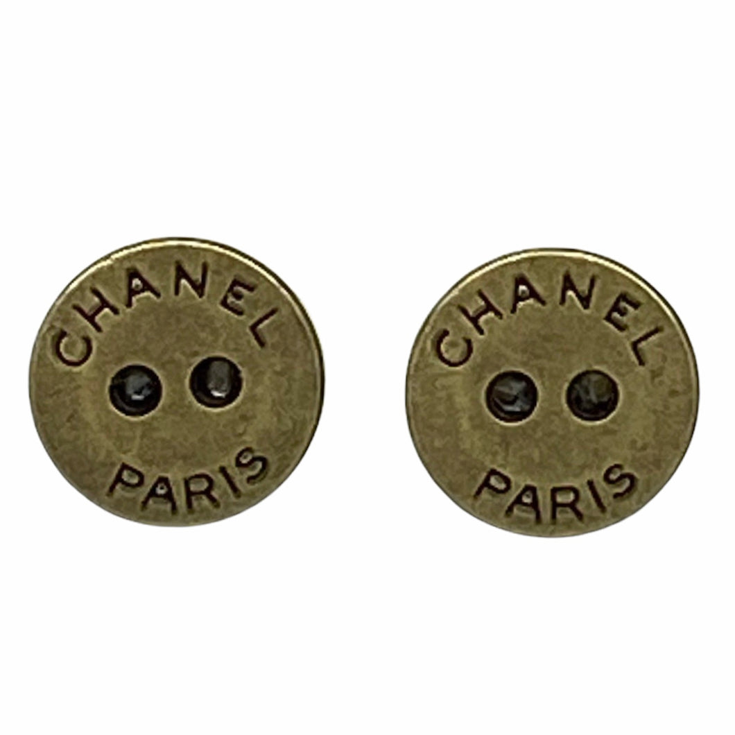 Bronze Button Stud Earrings