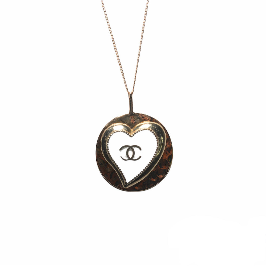 Designer Heart Button Pendant Necklace