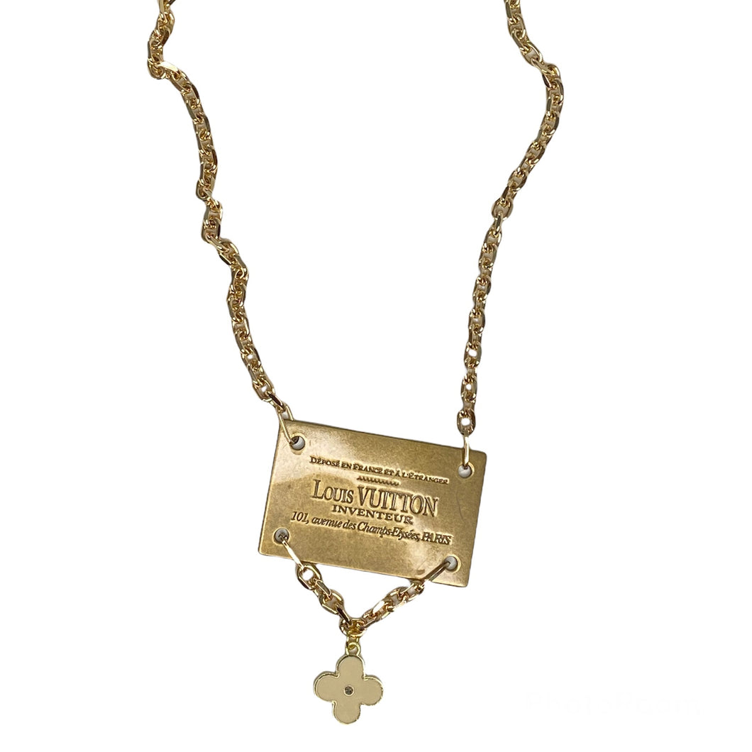 Designer Metal Tag and Charm Necklace