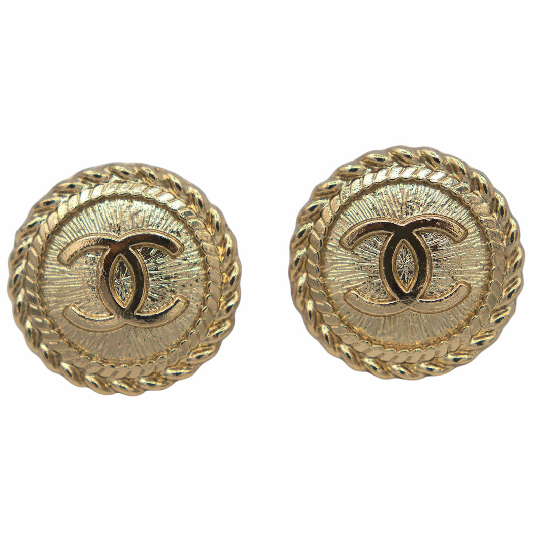 Rope Button Earrings - Gold/Gold