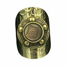 Load image into Gallery viewer, 1900’s Victorian Metal Pearlescent Button, Up-cycled Gold Tone Ring
