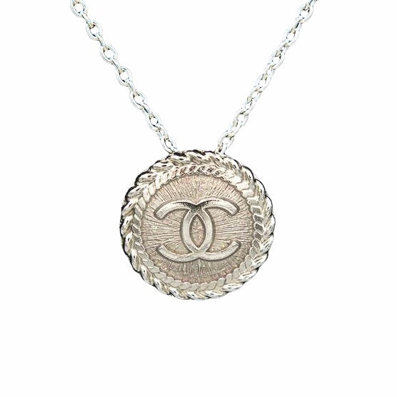 Rope Button Pendant - Silver Sparkle