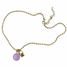 Load image into Gallery viewer, Gold Tone Bead Necklace with Gold Lock and Designer Zipper Pull Charm
