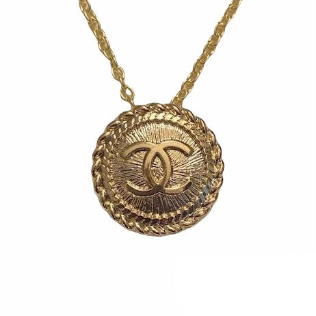 Rope Button Pendant - Gold/Gold