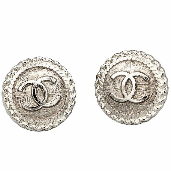 Rope Button Earrings - Silver Sparkle