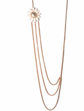 Load image into Gallery viewer, Chanel Logo Gold Chain Triple Strand Necklace with Flower
