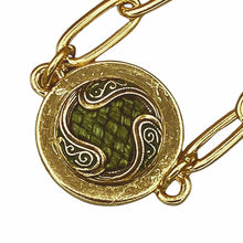 Load image into Gallery viewer, Modern Gold Link, Antique 1900’s Victorian Perfume Button, Up-cycled Bracelet
