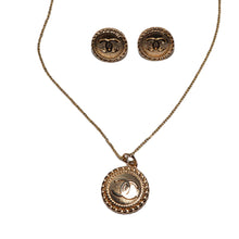 Load image into Gallery viewer, Designer Gold Button Earring &amp; Zipper Pull Pendant Set
